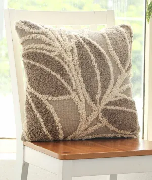 Leaf -Cotton Knitted Decorative Tufted Cushion Cover (Stone & Natural)