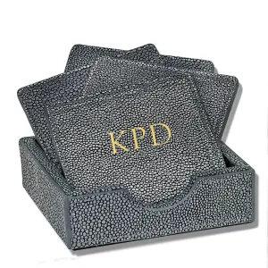 Leather Rectangle Shagreen Coasters