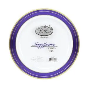 Magnificence - 7.5" Plastic Plates - Blue/Gold - 10 ct. (Case Qty: 120)