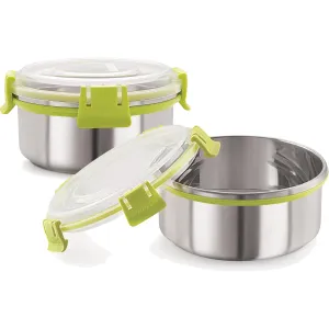 Magnus Klip Lock Stainless Steel Airtight Leakproof Storage Container Set of 2, 750 ML Each, Kitchen Accessories Items, Lunch Box, Lunch Boxes for Office Men