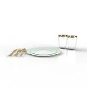 Mint Gold Flower 56 pc Party Set (Setting for 8)