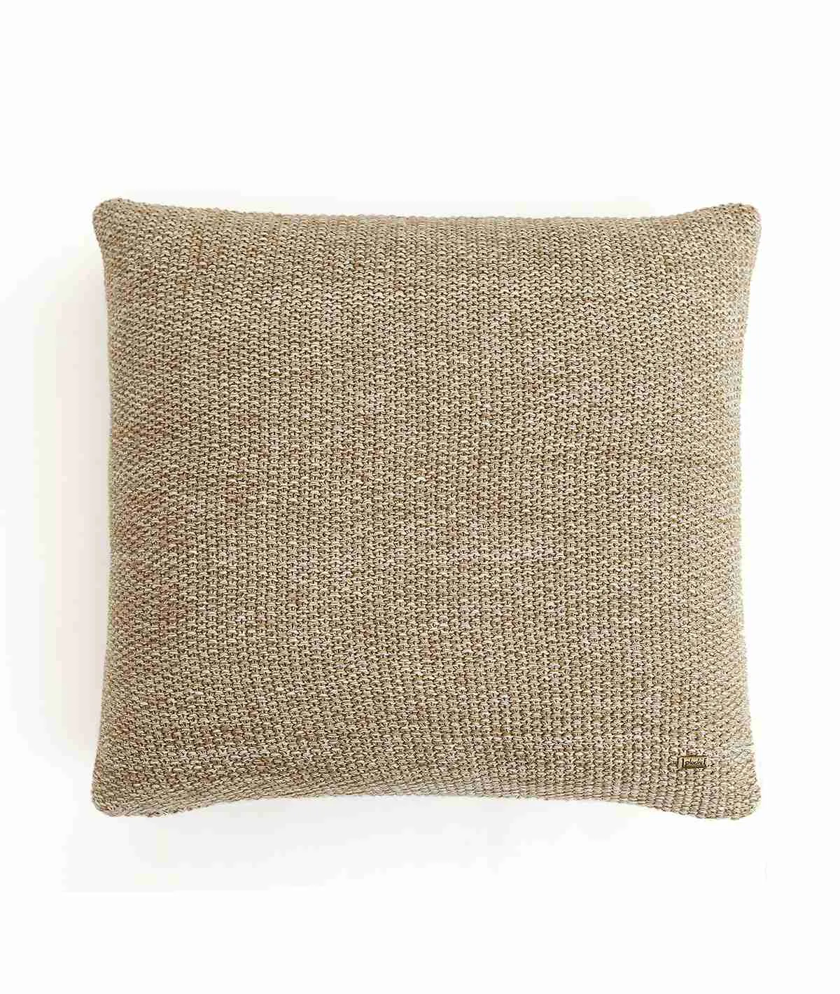 Moss Knit Cotton Knitted Decorative Khaki & Natural Color 22 x 22 Inches Cushion Cover