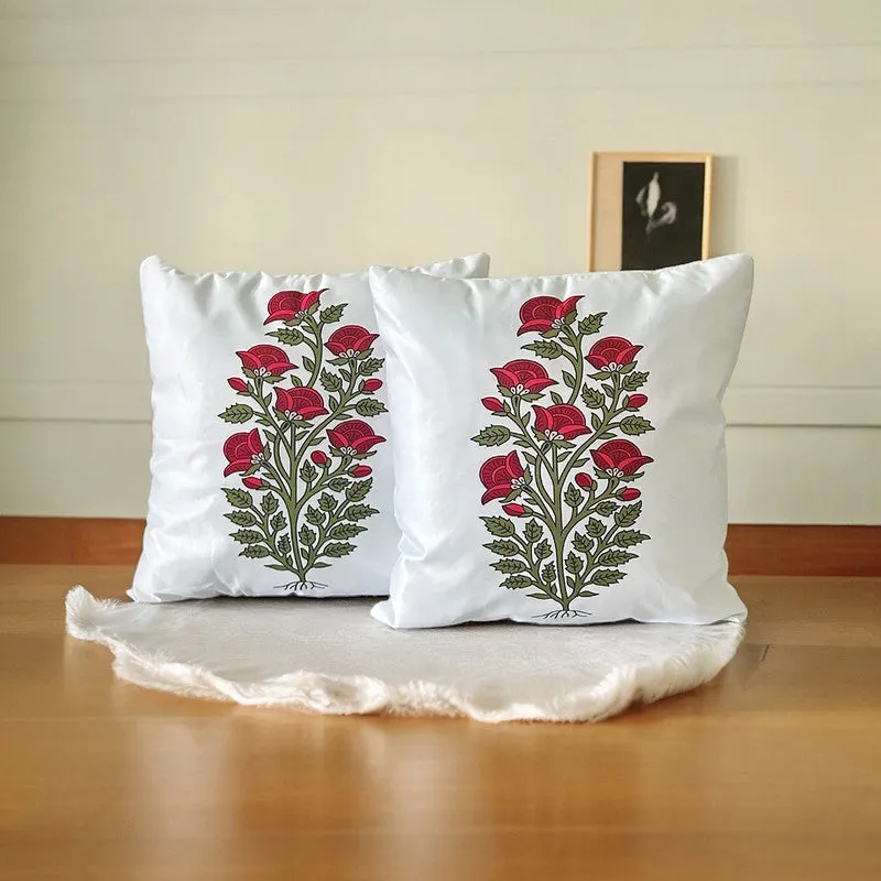 Muslin Cushion Cover Set | Rajasthani Handblock Print | Set of 2