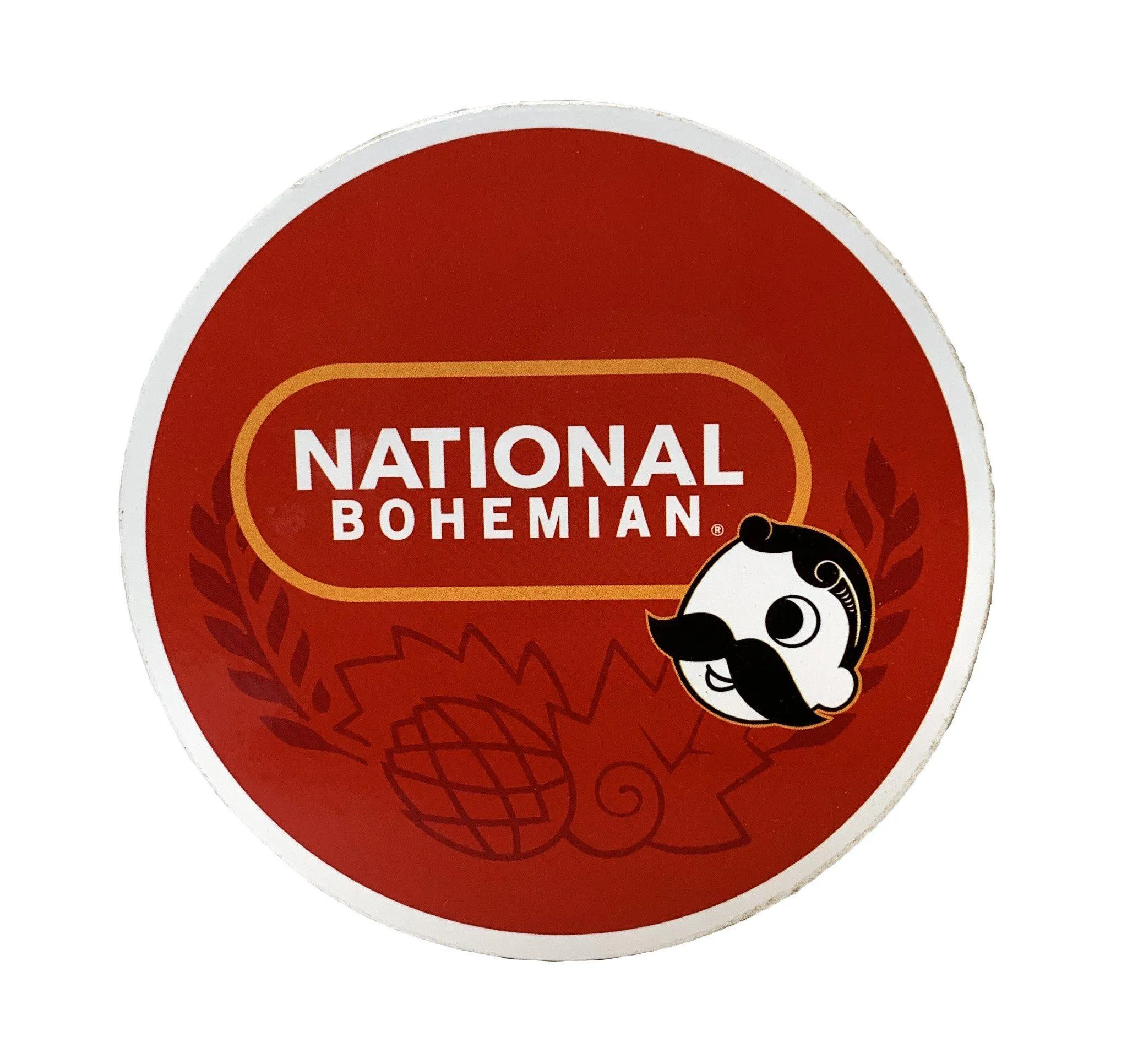 National Bohemian Pill Logo w/ Hops (Red) / Cork Coaster