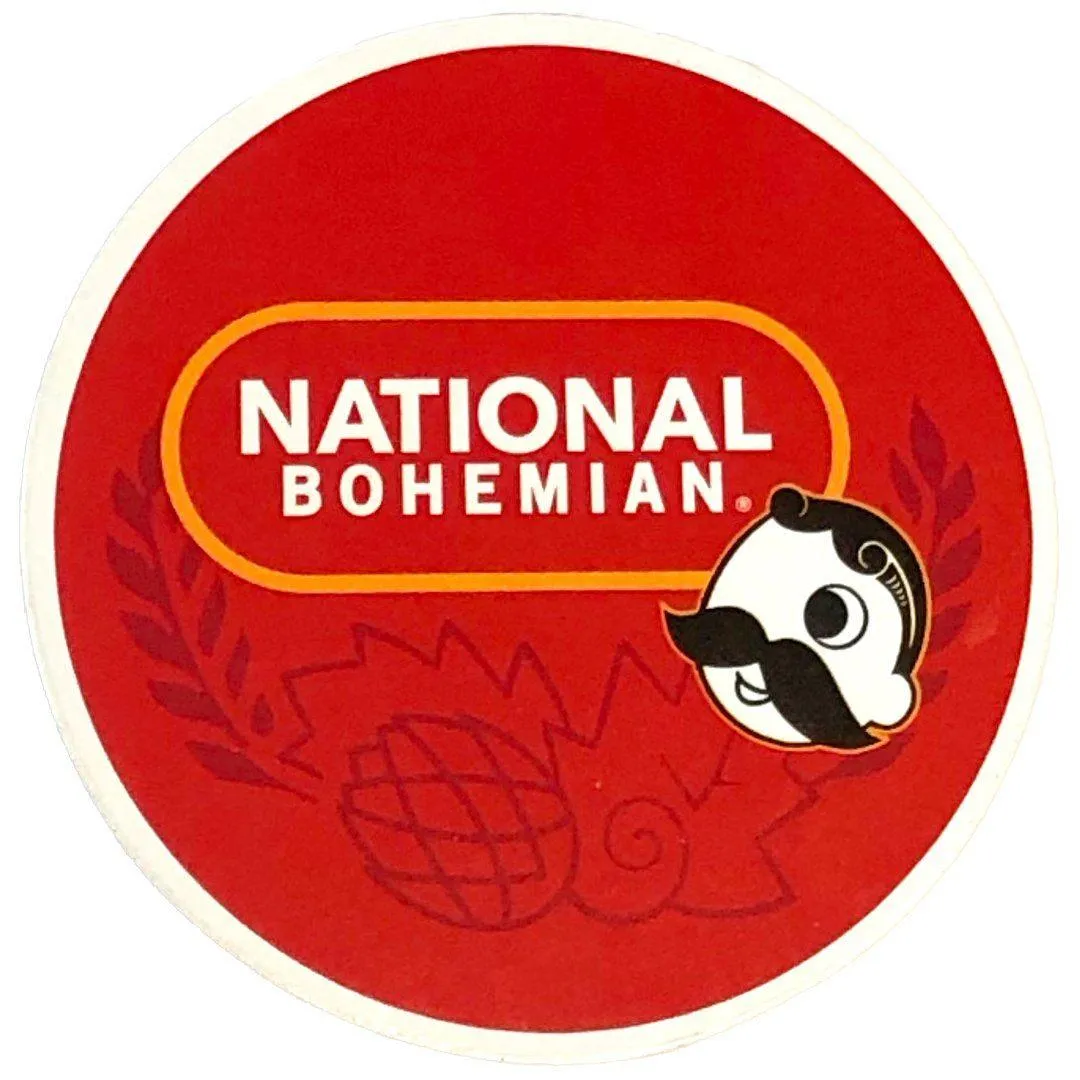 National Bohemian Pill Logo w/ Hops (Red) / Cork Coaster