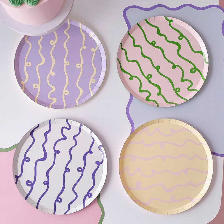 Pastel Wave Paper Plates - Pack of 8