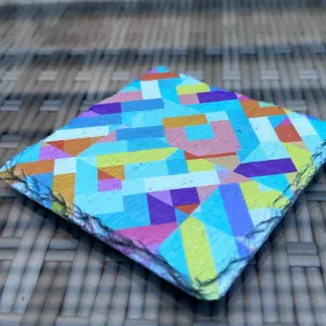 Pattern Slate Coasters - Bright Geometric