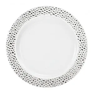 Pebbled - Silver - 9" Plate (Case Qty: 120)