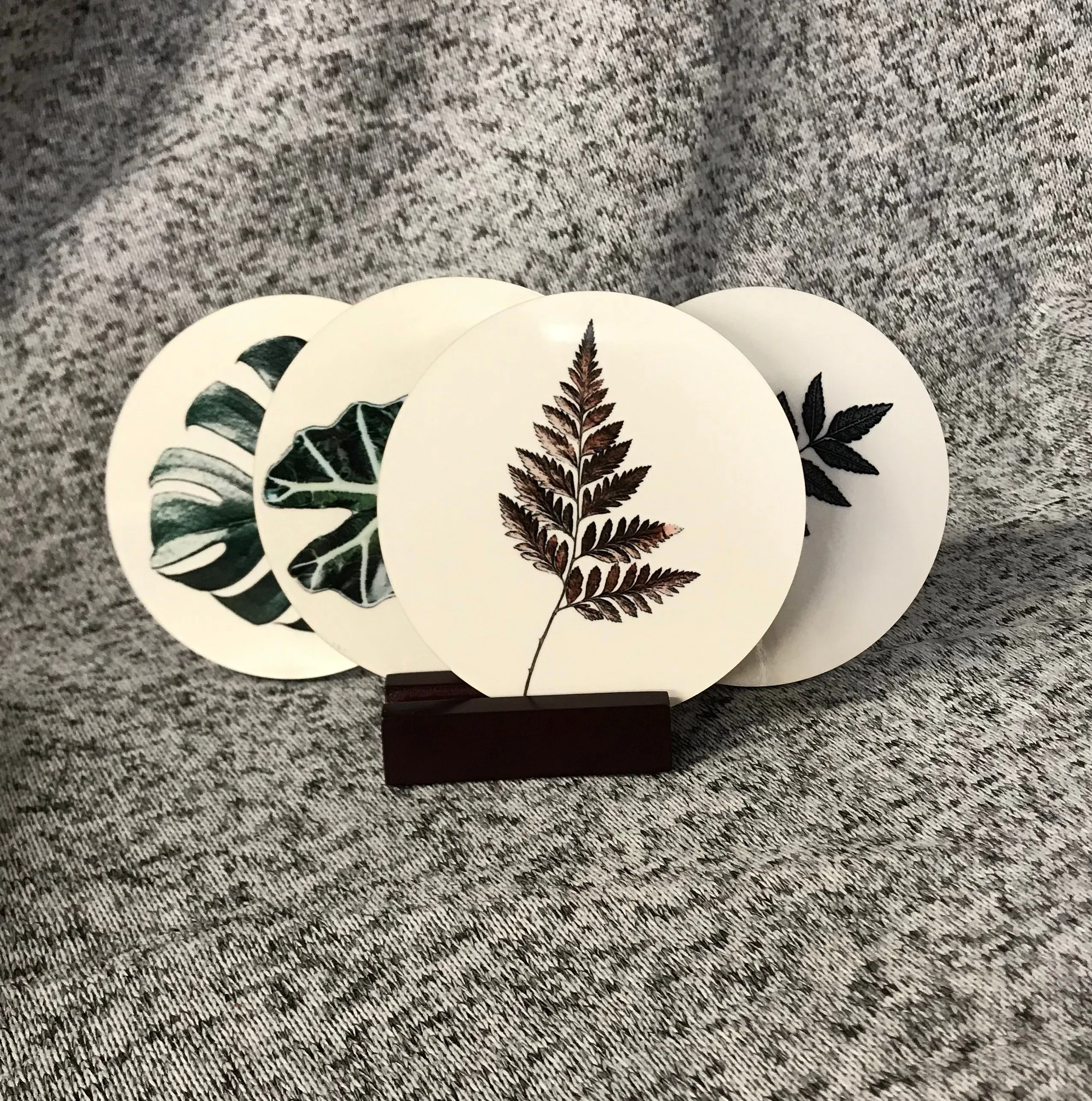 Plant Coasters - Round with Cork Bottom, Set of 4