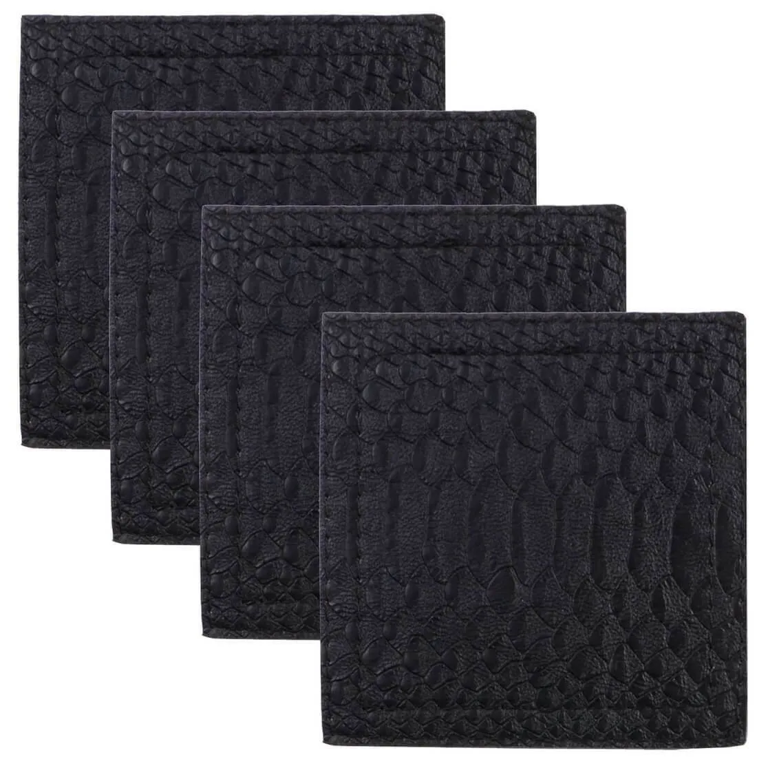 Set Of 4 Faux Leather Coasters Drinks Table Dining Tableware