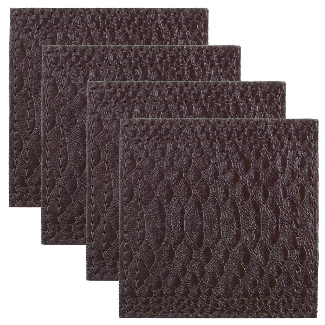 Set Of 4 Faux Leather Coasters Drinks Table Dining Tableware