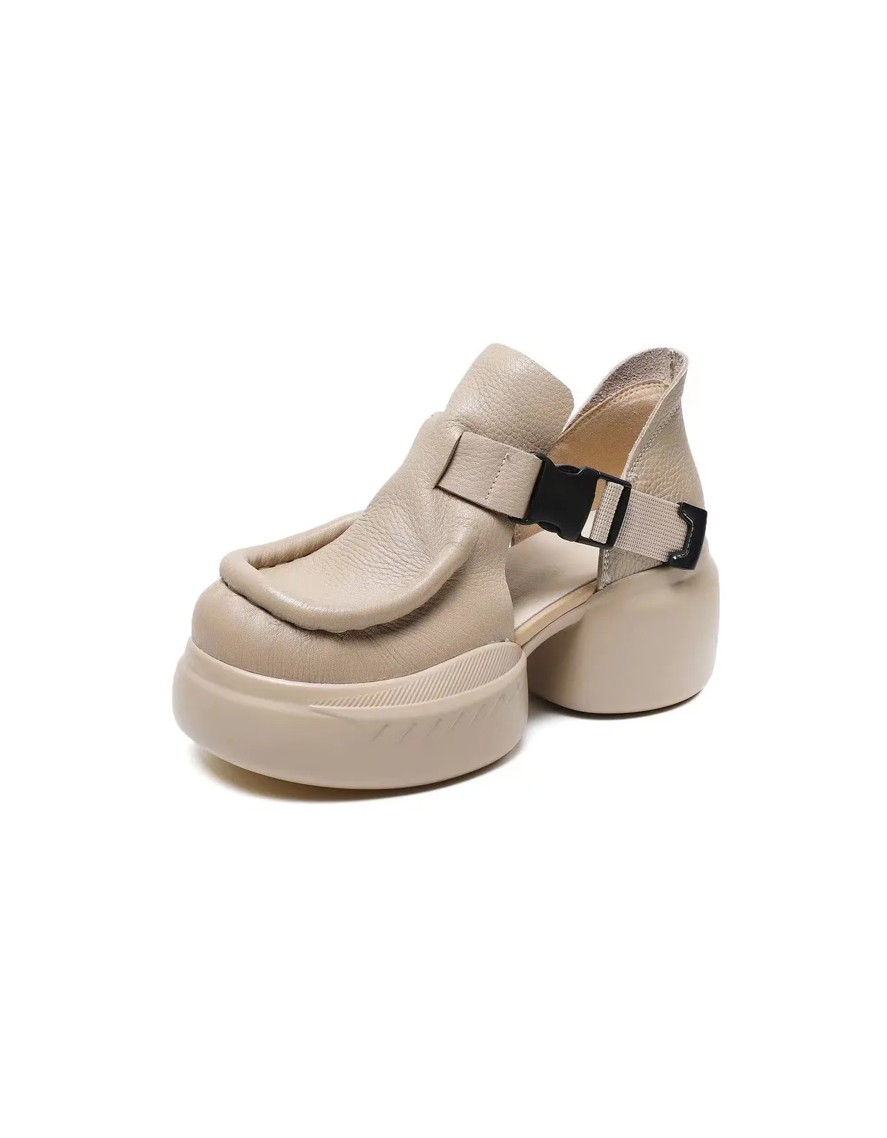 Side Buckle Comfortable Round Toe Plaftorm Sandals