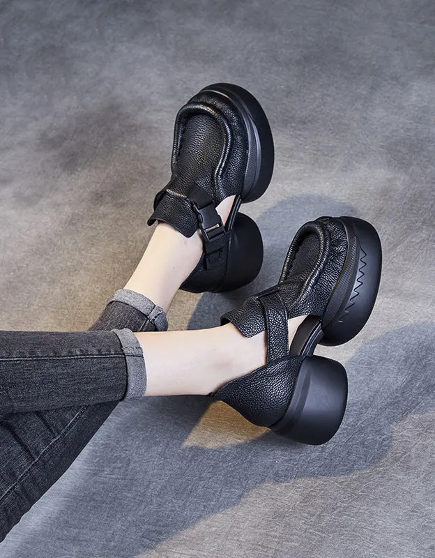 Side Buckle Comfortable Round Toe Plaftorm Sandals