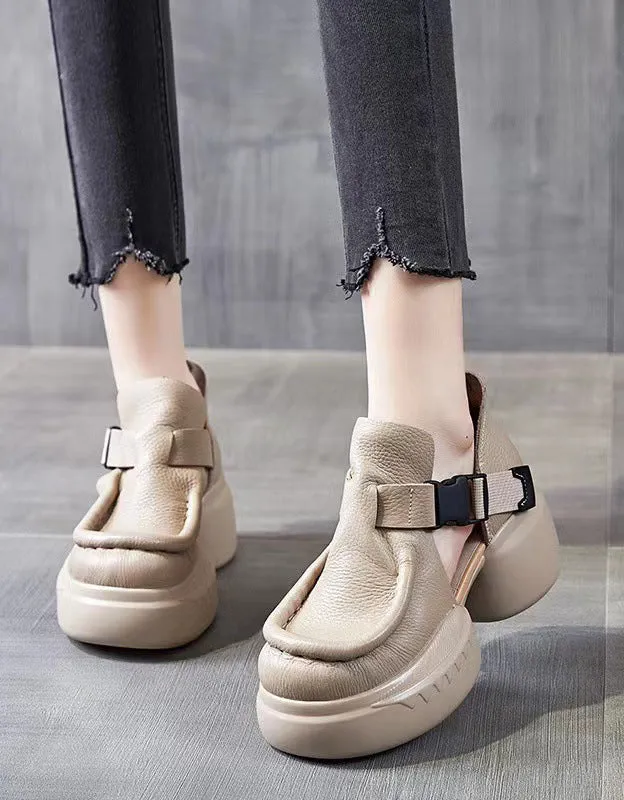 Side Buckle Comfortable Round Toe Plaftorm Sandals