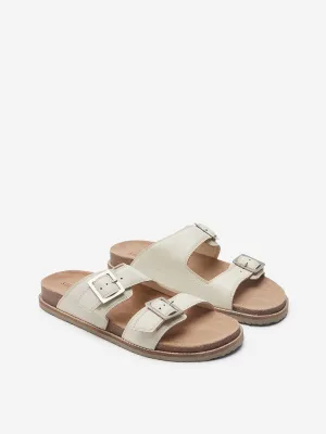 SOLEPLAY Off-White Slip-On Corduroy Sandals