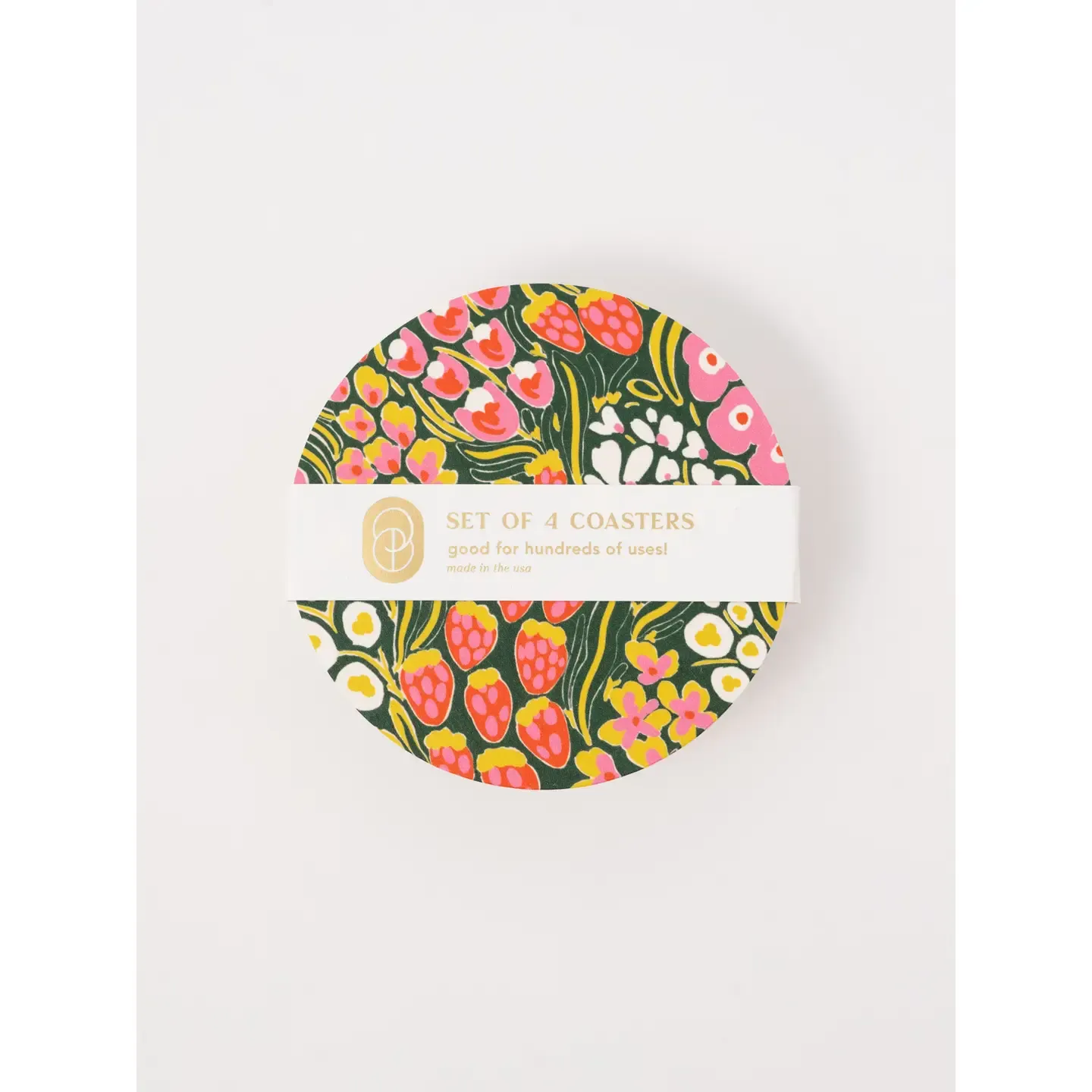 Strawberry Flower Coaster, Set of 4