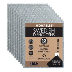 Swedish Dishcloths Biodegradable Reusable Paper Towels 10 Pack - Gray - Made in Germany