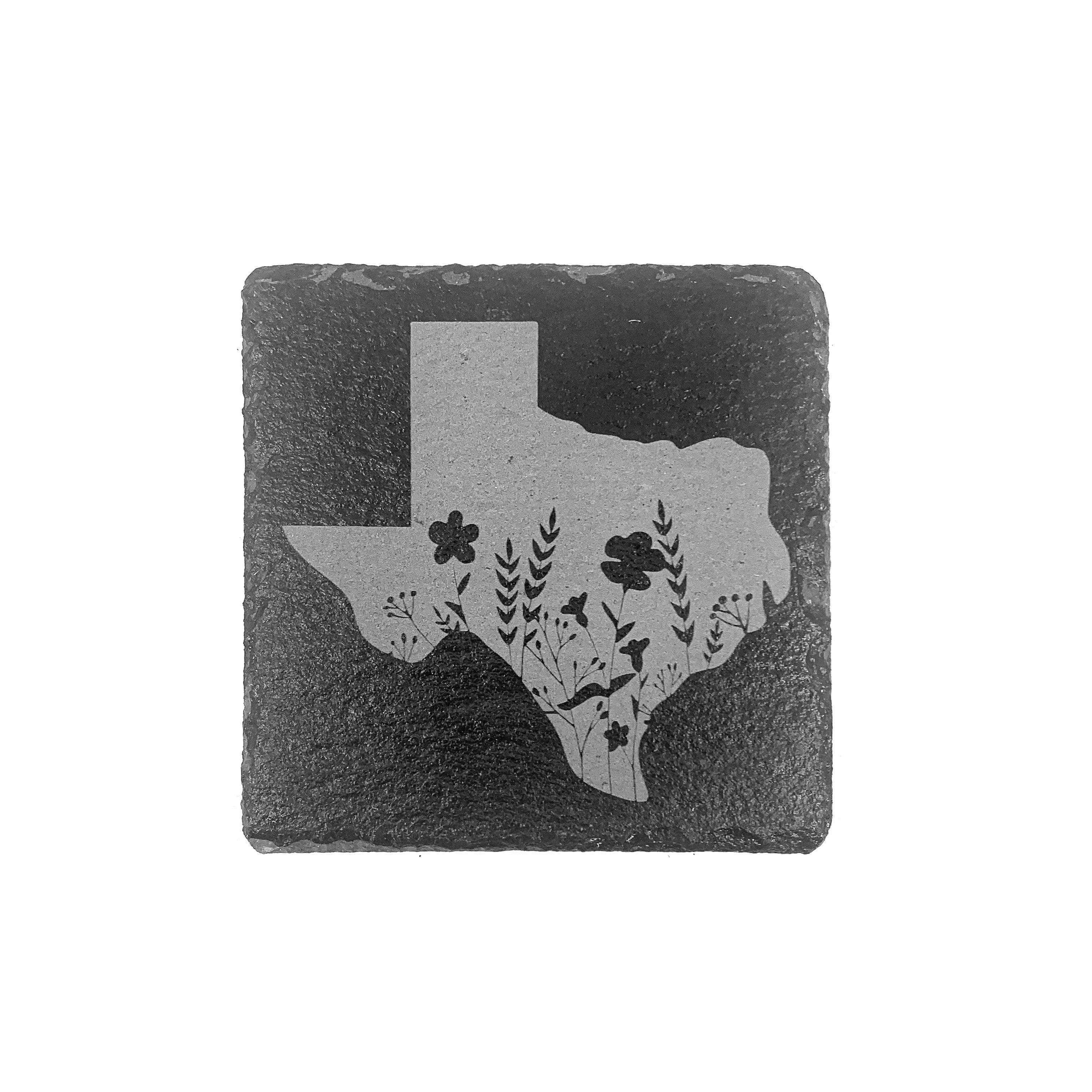 Texas Wildflowers & Cactus Slate Coasters - Set of 4