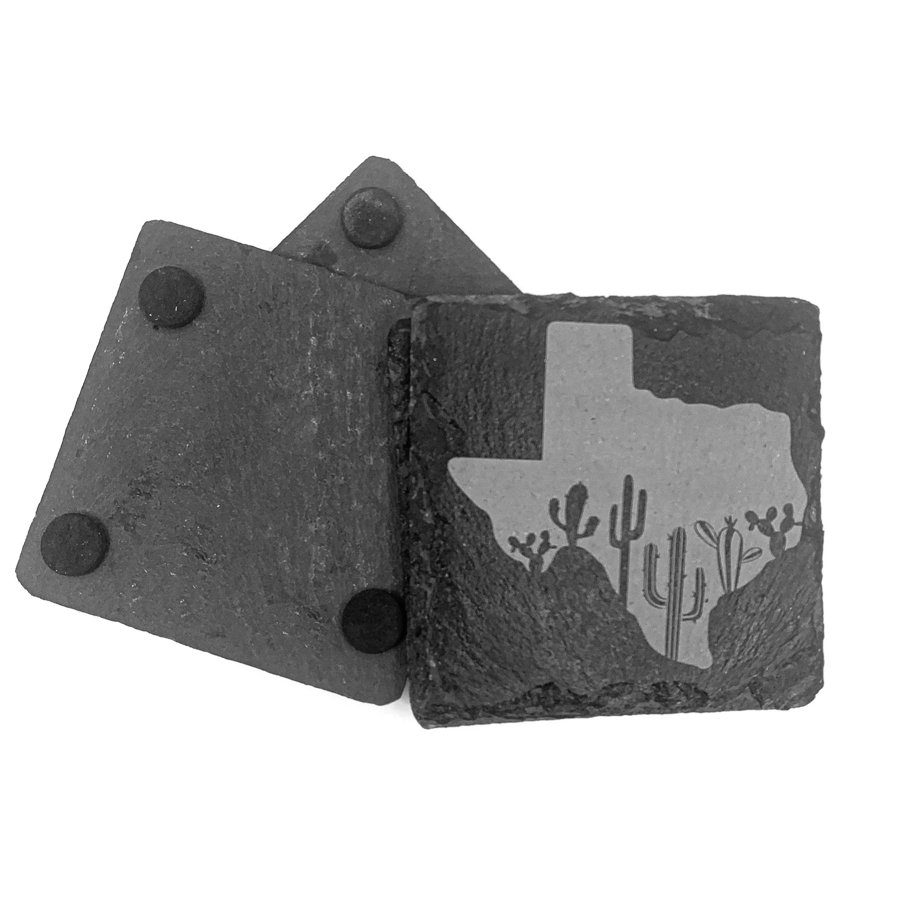 Texas Wildflowers & Cactus Slate Coasters - Set of 4