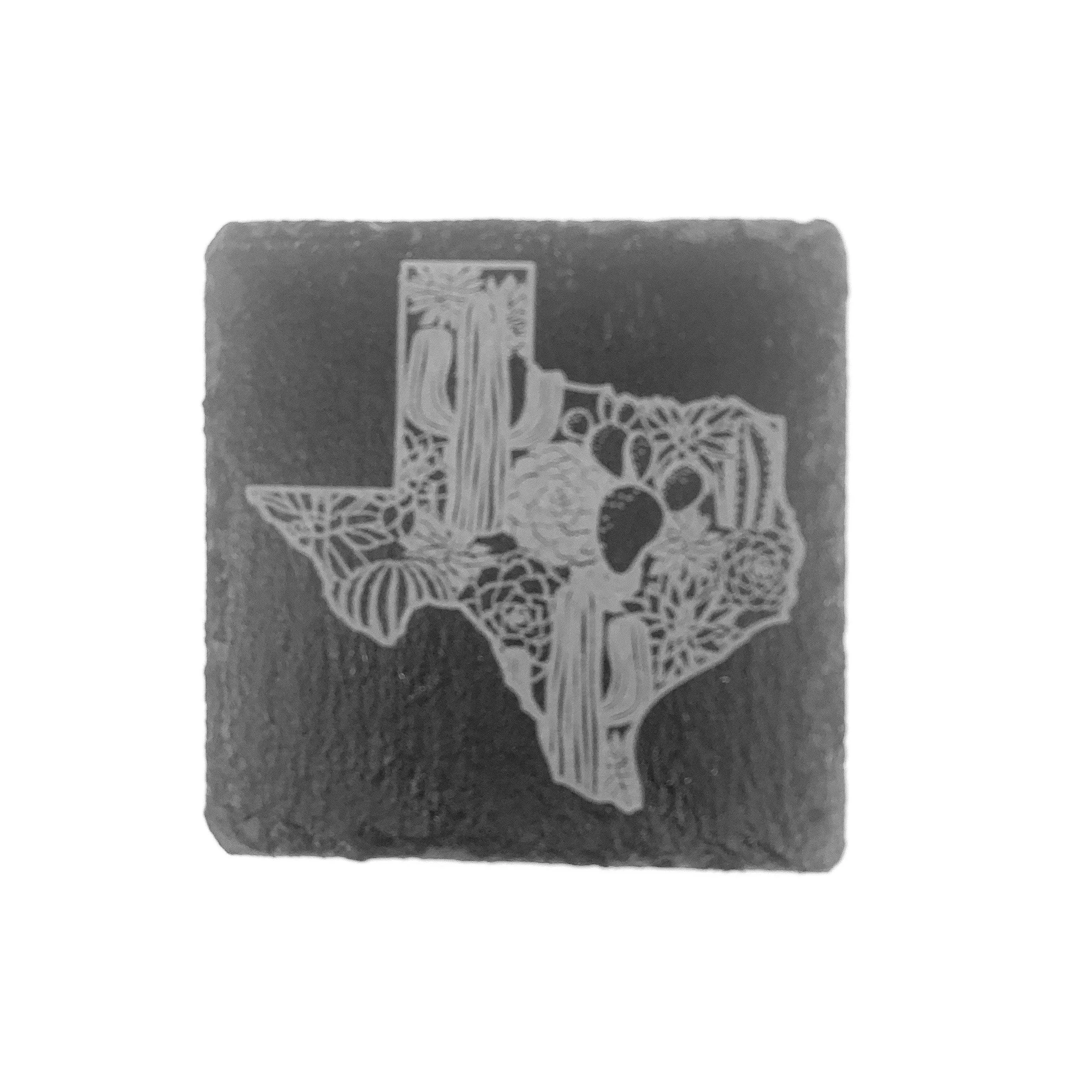 Texas Wildflowers & Cactus Slate Coasters - Set of 4