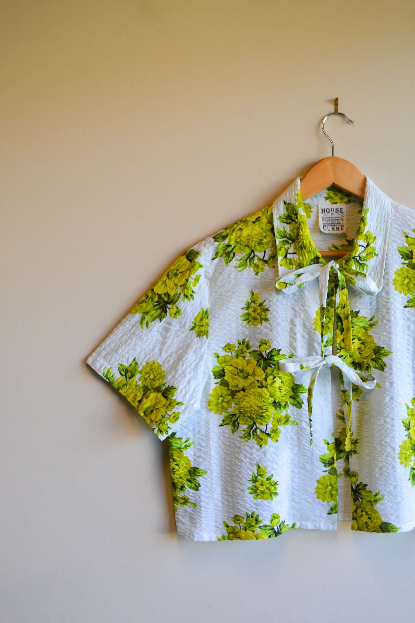 Tie Top | Green Blossom | Short Sleeve | Medium