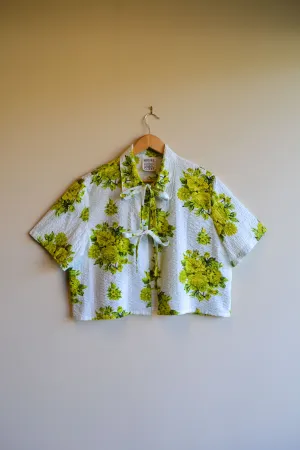 Tie Top | Green Blossom | Short Sleeve | Medium