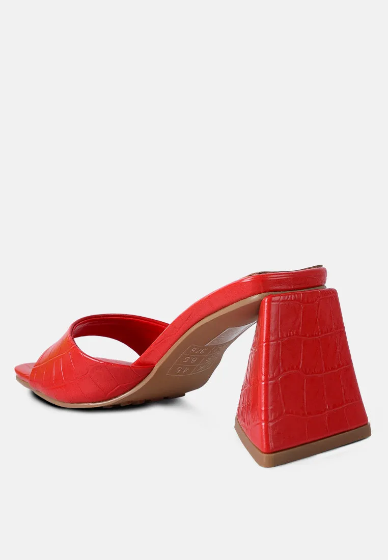 Trinity Croc Pattern Triangle Heel Sandals