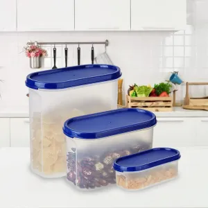 Urbane Home Container for Kitchen Storage Set| Airtight Container, Multipurpose | Plastic Container Set of 3 | For Dry & Wet Food | 500 ml,1200 ml,2000 ml (Small-Medium-Large)