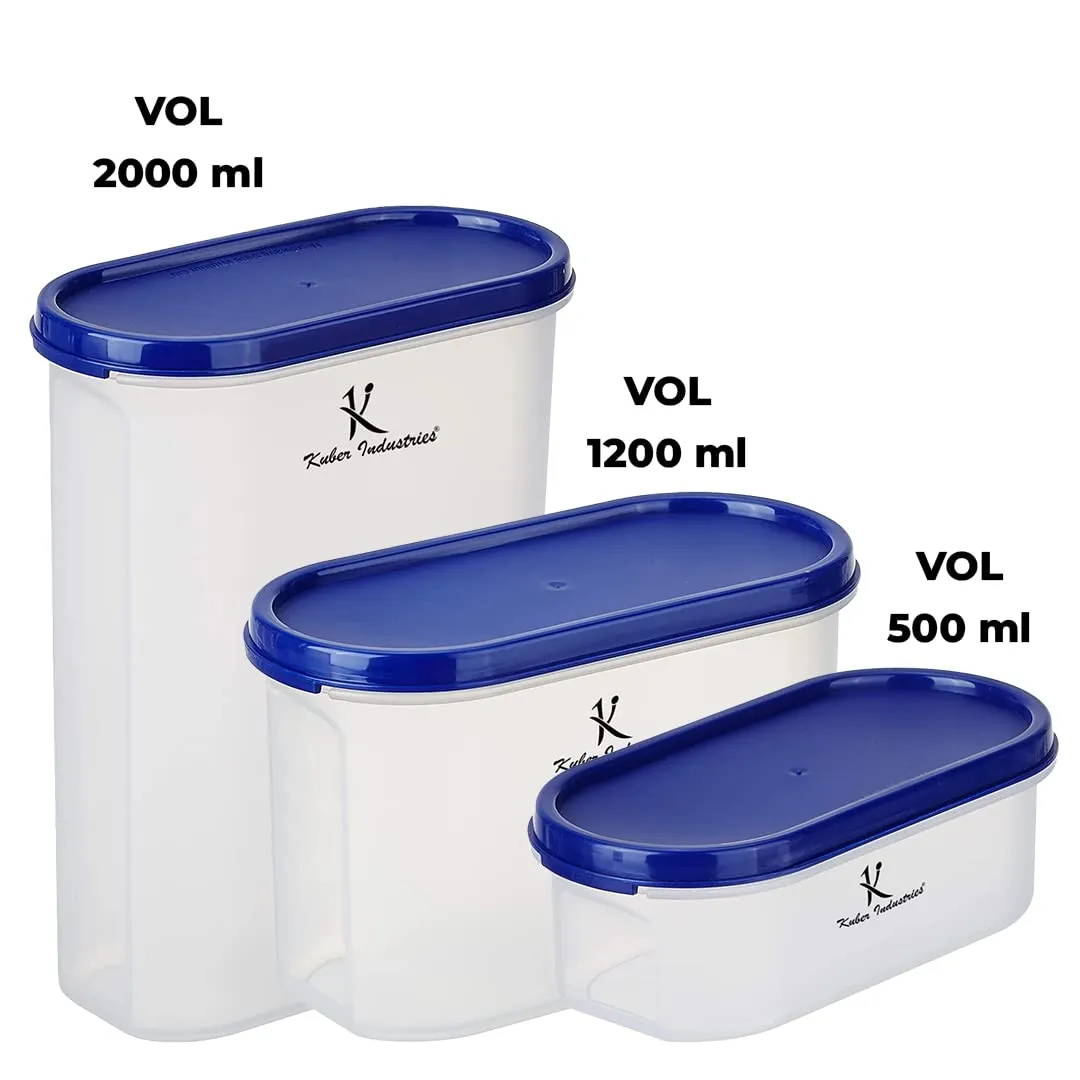 Urbane Home Container for Kitchen Storage Set| Airtight Container, Multipurpose | Plastic Container Set of 3 | For Dry & Wet Food | 500 ml,1200 ml,2000 ml (Small-Medium-Large)