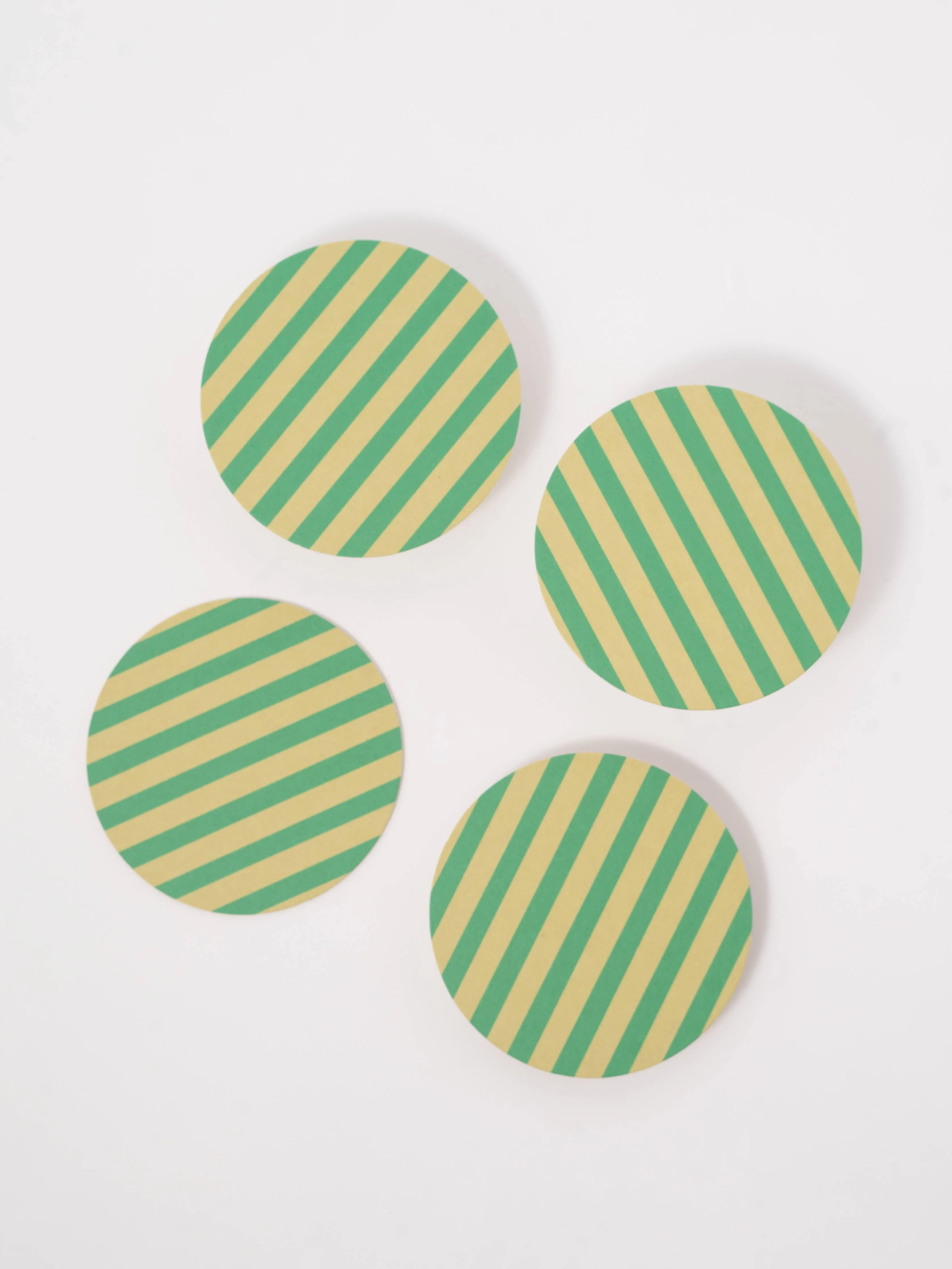 Verde Green and Lime Striped Coaster - Set of 4