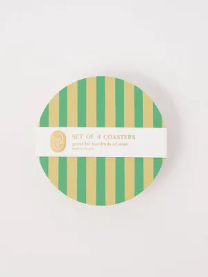 Verde Green and Lime Striped Coaster - Set of 4