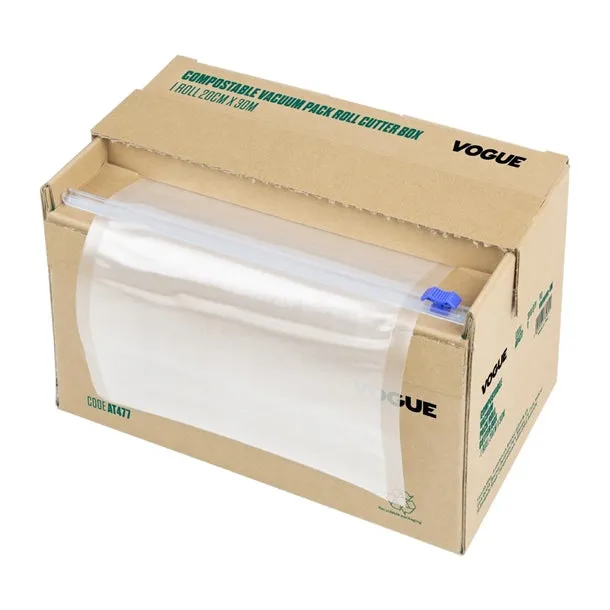 Vogue Compostable Vacuum Pack Roll Cutter Box 20cm x 30m - AT477