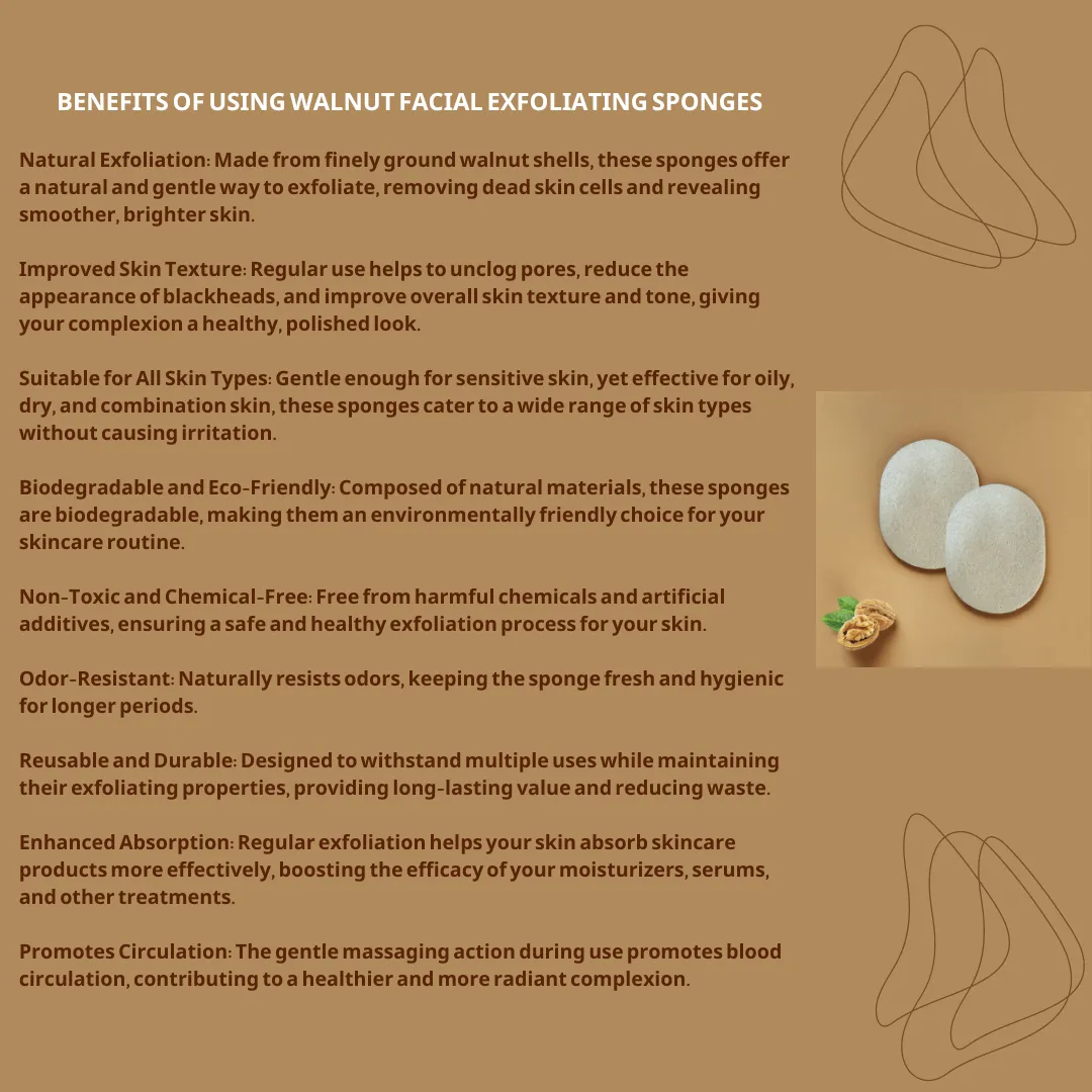 Walnut Facial Exfoliating Sponges (2-Pack)