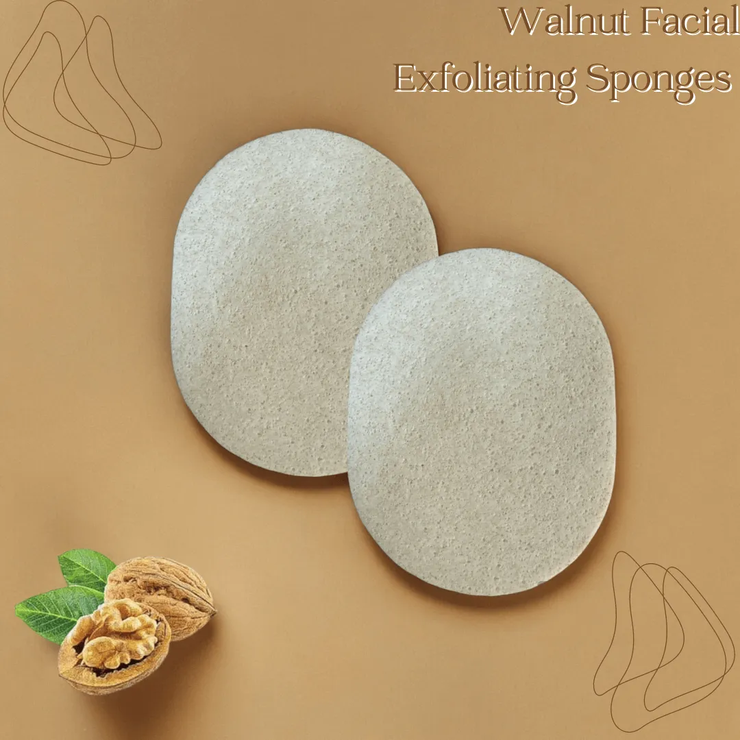 Walnut Facial Exfoliating Sponges (2-Pack)