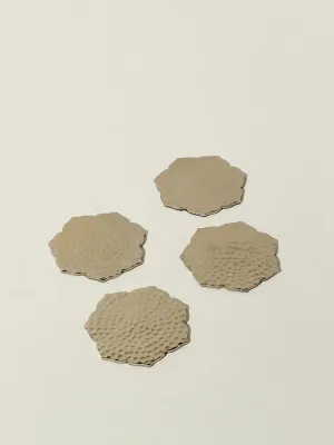 Westside Home Dull Gold Punched Lotus Coasters (Set of 4)