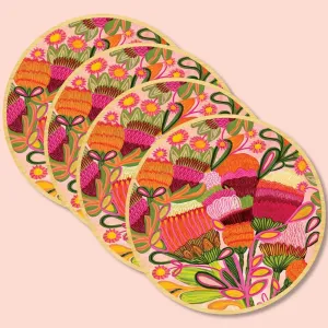 Wild Blooms Australian Wooden Coaster Set