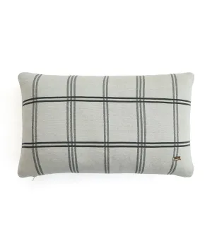 Windowpane Cotton Knitted Decorative Antique Grey & Natural Color 12 x 20 Inches Pillow Cover